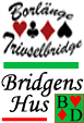 Borlnge Trivselbridge's logo 'Man fr klver ruter hjrter spader i bridgens lokaler'
